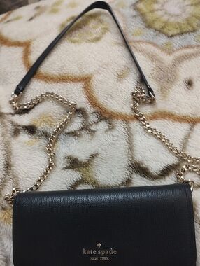 kate spade Black Leather Crossbody with Gold Hardware